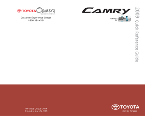 2009 Toyota Camry Hybrid Quick Reference Guide